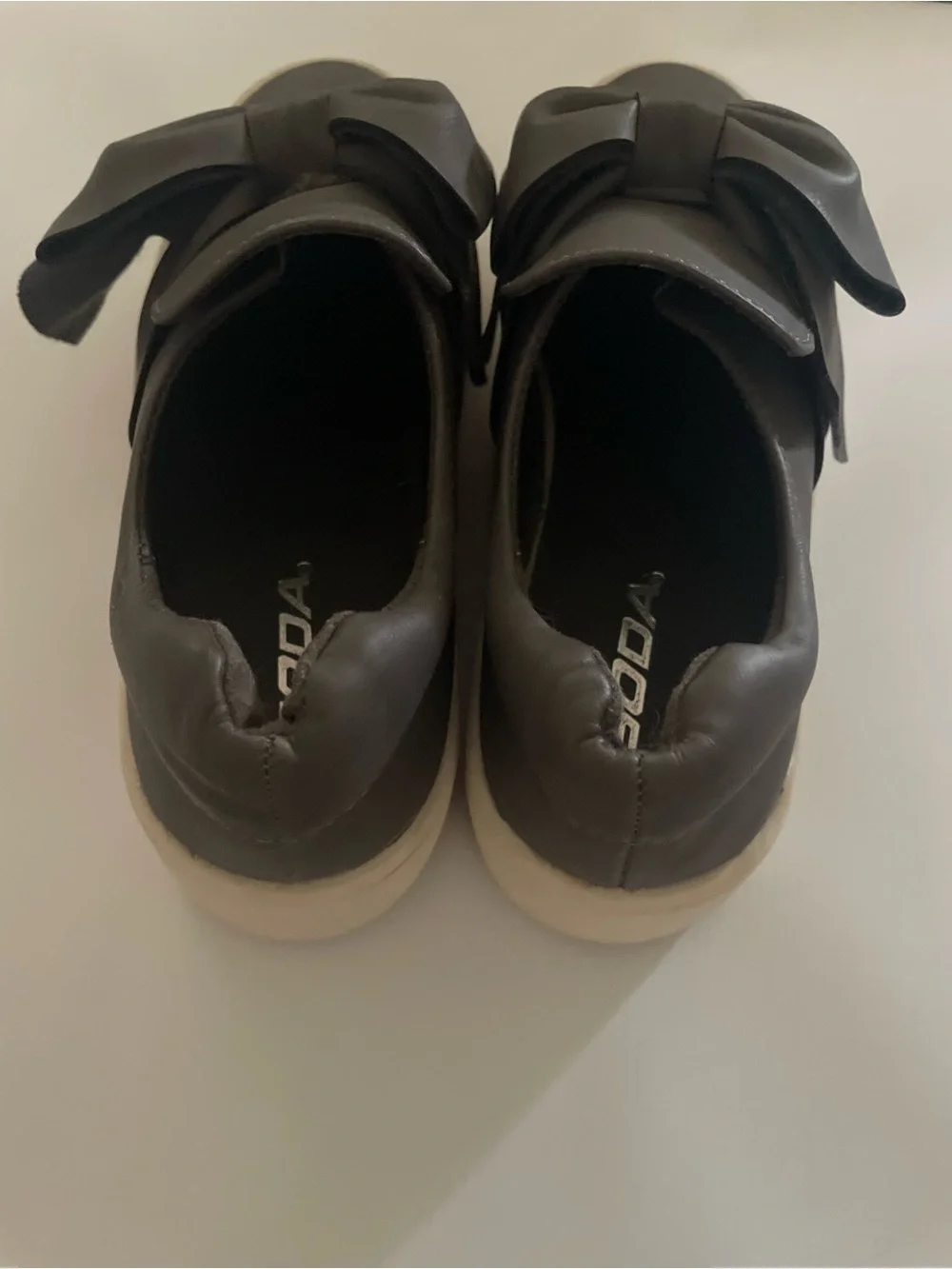 SODA Women’s Charcoal Gray Faux Leather Oversized Bow Slip-On Shoes